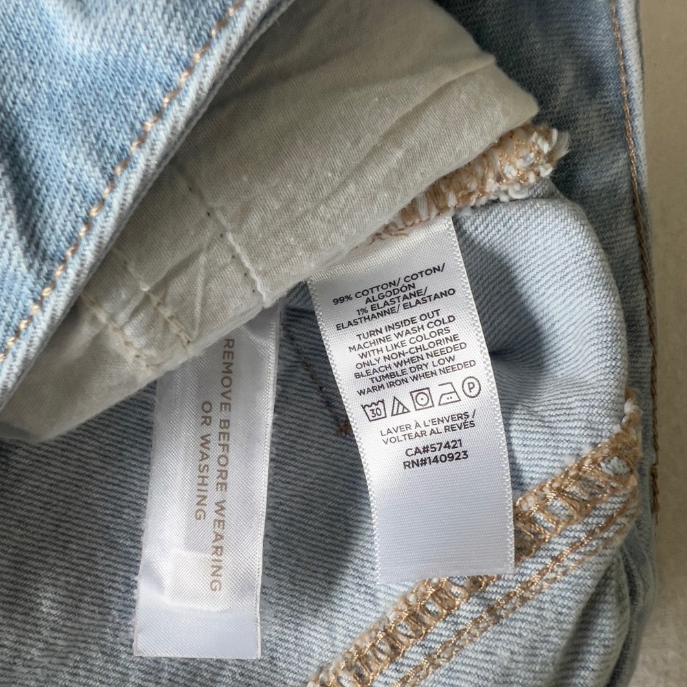 LOFT Womens Light Wash Denim Mini Skirt Raw Hem Size 14 Tall - Picture 6 of 6
